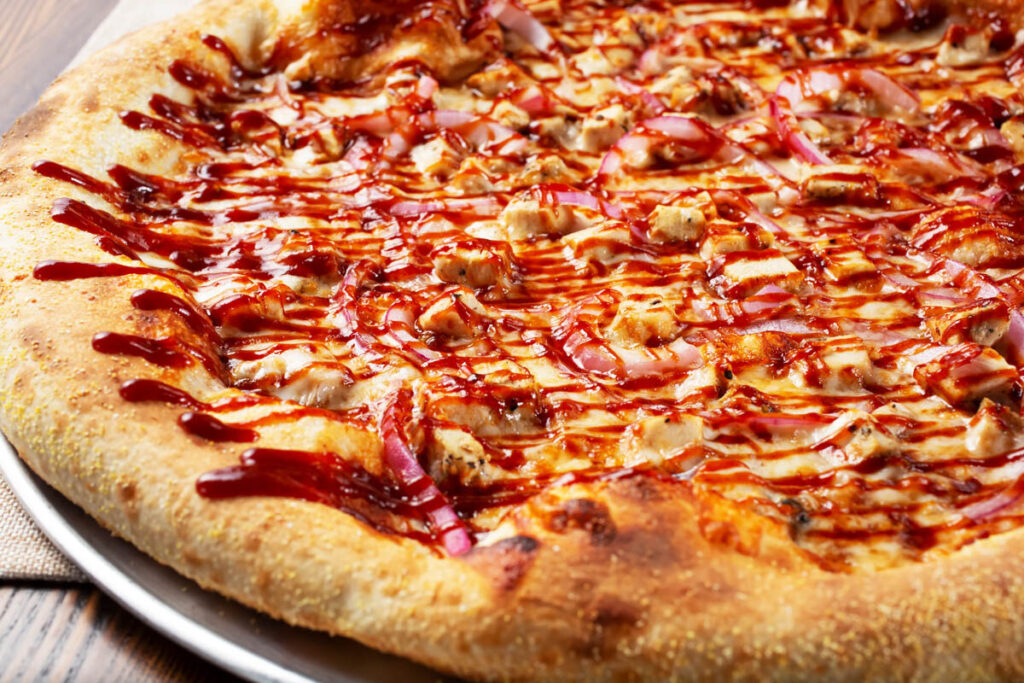 BBQ chicken pizza style